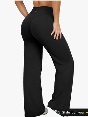 NWOT Black Wide Leg Yoga Pants High Waisted Flare Leggings XL